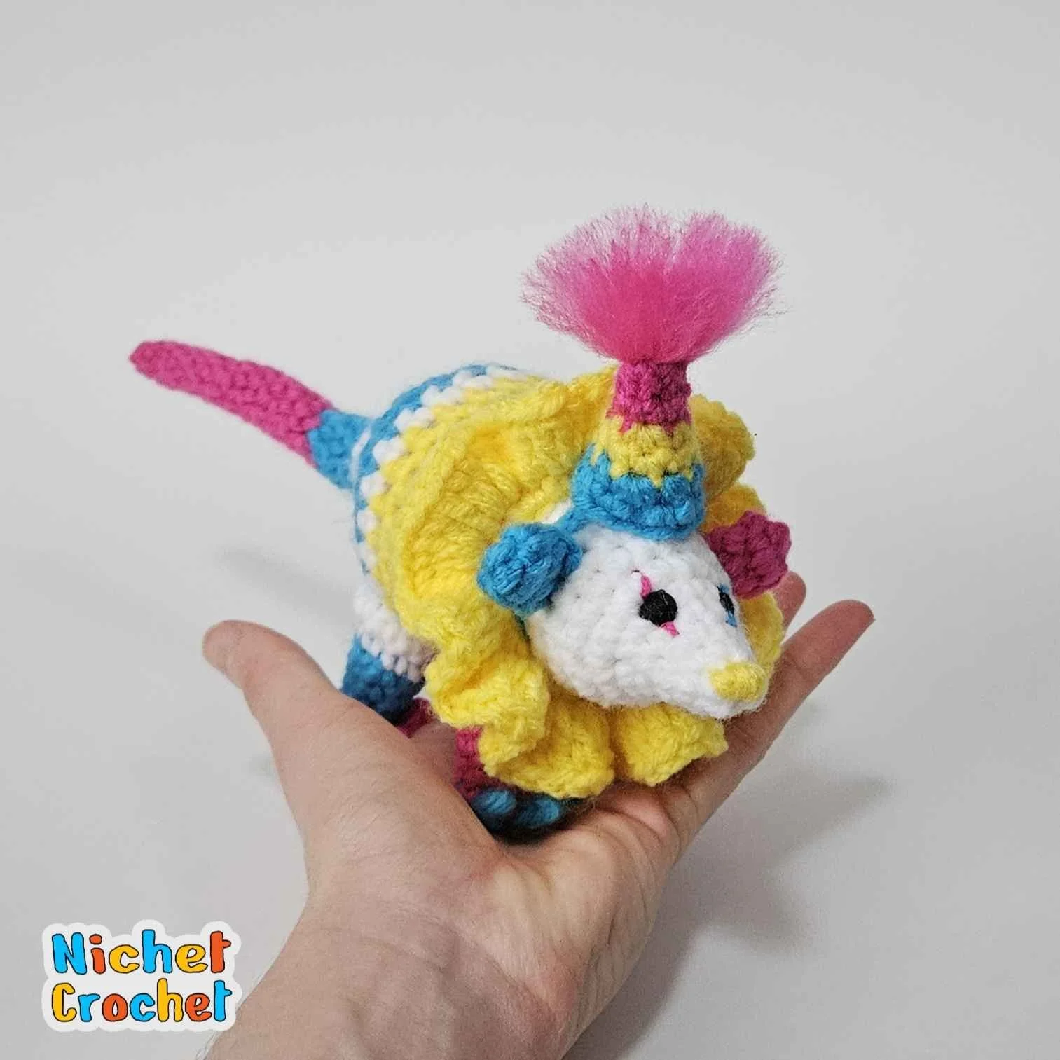 Crochet Mini Pansexual Clown Opossum — Nichet Crochet